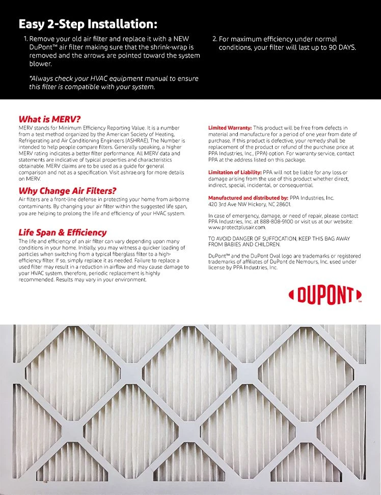 11.75x13.5x1 (Actual Size) DuPont™ Maximum Air Filter (MERV 13) 4 11.75x13.5x1 (Actual Size) DuPont™ Maximum Air Filter (MERV 13) - Image 2