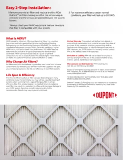 18x20x1 (Actual Size) DuPont™ Pro Air Filter (MERV 11) 6 18x20x1 (Actual Size) DuPont™ Pro Air Filter (MERV 11) -Home Equipment Shop pro back lg with border 17